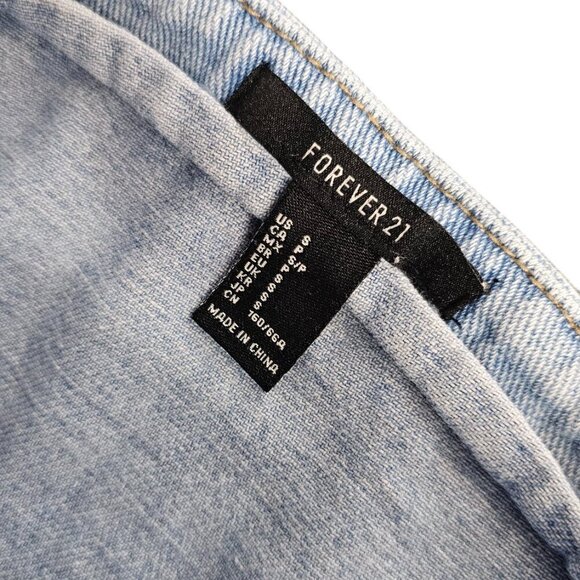 Forever 21 Womens Denim Button Front Mini Skirt, Blue, Size Small - Picture 3 of 7